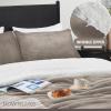 imagedownluxe UltraSoft Micromink Sherpa Queen Comforter Set with 2 Pillow Shams  3Piece Set  Dark Grey  Plush Warm Fall Winter Bedding Comforter SetsSand