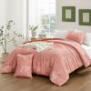 imagedownluxe Queen Comforter Set  3 Pieces Dark Green Bedding Comforter Sets Queen Botanical Flower Comforter 1 Soft Reversible Floral Comforter and 2 Pillow Shams for All SeasonsBurnt Orange