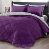 imagedownluxe Queen Comforter Set  Charcoal and Grey Queen Comforter Soft Bedding Sets for All Seasons 3 Pieces  1 Comforter 88quotx92quot and 2 Pillow Shams20quotx26quotPurpleGrey