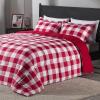 imagedownluxe Queen Comforter Set  Charcoal and Grey Queen Comforter Soft Bedding Sets for All Seasons 3 Pieces  1 Comforter 88quotx92quot and 2 Pillow Shams20quotx26quotPlaid RedWhite
