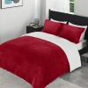 imagedownluxe UltraSoft Micromink Sherpa Queen Comforter Set with 2 Pillow Shams  3Piece Set  Dark Grey  Plush Warm Fall Winter Bedding Comforter SetsRed
