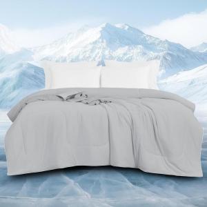 imagedownluxe Cooling Comforter Queen Size Cooling Blankets for Hot Sleepers Cold Blanket Summer Comforter with QMaxampgt04 ArcChill Cooling Fiber Light BlueLight Grey