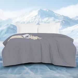 imagedownluxe Cooling Comforter Queen Size Cooling Blankets for Hot Sleepers Cold Blanket Summer Comforter with QMaxampgt04 ArcChill Cooling Fiber Light BlueDark Grey