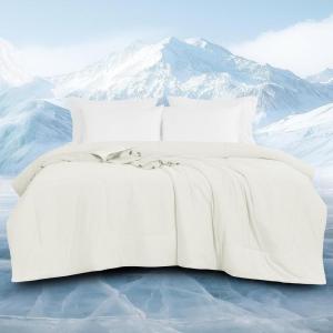 imagedownluxe Cooling Comforter Queen Size Cooling Blankets for Hot Sleepers Cold Blanket Summer Comforter with QMaxampgt04 ArcChill Cooling Fiber Light BlueBeige