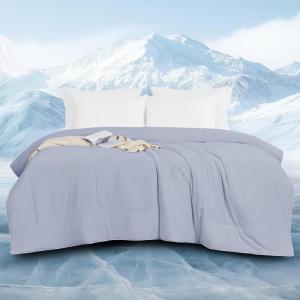 imagedownluxe Cooling Comforter Queen Size Cooling Blankets for Hot Sleepers Cold Blanket Summer Comforter with QMaxampgt04 ArcChill Cooling Fiber Light BlueLavender