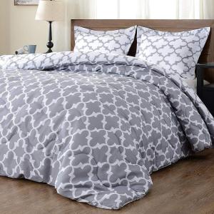 imagedownluxe Queen Comforter Set  Charcoal and Grey Queen Comforter Soft Bedding Sets for All Seasons 3 Pieces  1 Comforter 88quotx92quot and 2 Pillow Shams20quotx26quotGrey