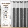imagedownluxe No Hook Shower Curtain with Snap in LinerWhite Waffle Fabric Shower Curtain Set for BathroomHotel Style DoubleLayer Waterproofing Curtains 71W x 74LGrey