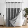 imagedownluxe No Hook Shower Curtain with Snap in LinerWhite Waffle Fabric Shower Curtain Set for BathroomHotel Style DoubleLayer Waterproofing Curtains 71W x 74LGrey