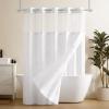 imagedownluxe No Hook Shower Curtain with Snap in LinerWhite Waffle Fabric Shower Curtain Set for BathroomHotel Style DoubleLayer Waterproofing Curtains 71W x 74LWhite