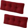 imagedownluxe Indoor Bench Cushion for Indoor Furniture NonSlip Tufted Overstuffed Textured Foam Bench Seat Cushion 36quot X 14quot X 4quot Blue 2 PackDeep Red