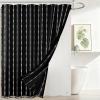 imagedownluxe Linen Texture 3 in 1 Farmhouse Shower Curtain Set with Tassel Boho Fabric Shower Curtains for Bathroom Grey 72W x 72LBlack