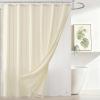 imagedownluxe Linen Texture 3 in 1 Farmhouse Shower Curtain Set with Tassel Boho Fabric Shower Curtains for Bathroom Grey 72W x 72LCream