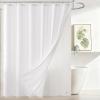 imagedownluxe Linen Texture 3 in 1 Farmhouse Shower Curtain Set with Tassel Boho Fabric Shower Curtains for Bathroom Grey 72W x 72LWhite