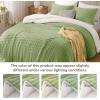 imagedownluxe Micromink Sherpa King Comforter Set  Fluffy Bedding Gray 3D Puff Grid Ultra Soft amp Warm Plush Comforter for Winter 1 Comforter 2 Pillowcases02  Fleece Puff  Light Green