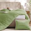 imagedownluxe Micromink Sherpa King Comforter Set  Fluffy Bedding Gray 3D Puff Grid Ultra Soft amp Warm Plush Comforter for Winter 1 Comforter 2 Pillowcases02  Fleece Puff  Light Green