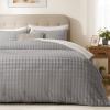 imagedownluxe Micromink Sherpa King Comforter Set  Fluffy Bedding Gray 3D Puff Grid Ultra Soft amp Warm Plush Comforter for Winter 1 Comforter 2 Pillowcases02  Fleece Puff  Gray