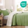 imagedownluxe Micromink Sherpa King Comforter Set  Fluffy Bedding Gray 3D Puff Grid Ultra Soft amp Warm Plush Comforter for Winter 1 Comforter 2 Pillowcases02  Fleece Puff  Light Green