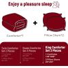 imagedownluxe Micromink Sherpa King Comforter Set  Fluffy Bedding Gray 3D Puff Grid Ultra Soft amp Warm Plush Comforter for Winter 1 Comforter 2 Pillowcases01  Fleece  Red