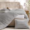 imagedownluxe Micromink Sherpa King Comforter Set  Fluffy Bedding Gray 3D Puff Grid Ultra Soft amp Warm Plush Comforter for Winter 1 Comforter 2 Pillowcases02  Fleece Puff  Gray