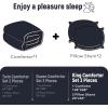 imagedownluxe Micromink Sherpa King Comforter Set  Fluffy Bedding Gray 3D Puff Grid Ultra Soft amp Warm Plush Comforter for Winter 1 Comforter 2 Pillowcases01  Fleece  Navy