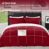 imagedownluxe Micromink Sherpa King Comforter Set  Fluffy Bedding Gray 3D Puff Grid Ultra Soft amp Warm Plush Comforter for Winter 1 Comforter 2 Pillowcases01  Fleece  Red
