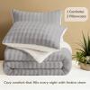 imagedownluxe Micromink Sherpa King Comforter Set  Fluffy Bedding Gray 3D Puff Grid Ultra Soft amp Warm Plush Comforter for Winter 1 Comforter 2 Pillowcases02  Fleece Puff  Gray