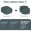 imagedownluxe Micromink Sherpa King Comforter Set  Fluffy Bedding Gray 3D Puff Grid Ultra Soft amp Warm Plush Comforter for Winter 1 Comforter 2 Pillowcases01  Fleece  Cypress