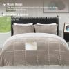 imagedownluxe Micromink Sherpa King Comforter Set  Fluffy Bedding Gray 3D Puff Grid Ultra Soft amp Warm Plush Comforter for Winter 1 Comforter 2 Pillowcases01  Fleece  Sand