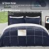 imagedownluxe Micromink Sherpa King Comforter Set  Fluffy Bedding Gray 3D Puff Grid Ultra Soft amp Warm Plush Comforter for Winter 1 Comforter 2 Pillowcases01  Fleece  Navy