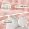 imagedownluxe Micromink Sherpa King Comforter Set  Fluffy Bedding Gray 3D Puff Grid Ultra Soft amp Warm Plush Comforter for Winter 1 Comforter 2 Pillowcases02  Fleece Puff  Light Pink