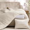 imagedownluxe Micromink Sherpa King Comforter Set  Fluffy Bedding Gray 3D Puff Grid Ultra Soft amp Warm Plush Comforter for Winter 1 Comforter 2 Pillowcases02  Fleece Puff  Beige
