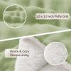 imagedownluxe Micromink Sherpa King Comforter Set  Fluffy Bedding Gray 3D Puff Grid Ultra Soft amp Warm Plush Comforter for Winter 1 Comforter 2 Pillowcases02  Fleece Puff  Light Green