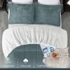 imagedownluxe Micromink Sherpa King Comforter Set  Fluffy Bedding Gray 3D Puff Grid Ultra Soft amp Warm Plush Comforter for Winter 1 Comforter 2 Pillowcases01  Fleece  Cypress
