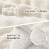 imagedownluxe Micromink Sherpa King Comforter Set  Fluffy Bedding Gray 3D Puff Grid Ultra Soft amp Warm Plush Comforter for Winter 1 Comforter 2 Pillowcases02  Fleece Puff  Beige