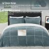 imagedownluxe Micromink Sherpa King Comforter Set  Fluffy Bedding Gray 3D Puff Grid Ultra Soft amp Warm Plush Comforter for Winter 1 Comforter 2 Pillowcases01  Fleece  Cypress