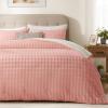 imagedownluxe Micromink Sherpa King Comforter Set  Fluffy Bedding Gray 3D Puff Grid Ultra Soft amp Warm Plush Comforter for Winter 1 Comforter 2 Pillowcases02  Fleece Puff  Light Pink