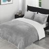 imagedownluxe Micromink Sherpa King Comforter Set  Fluffy Bedding Gray 3D Puff Grid Ultra Soft amp Warm Plush Comforter for Winter 1 Comforter 2 Pillowcases01  Fleece  Light Grey
