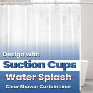image:imagedownluxe Shower Curtain Liner PEVA Plastic Shower Liner with 3 Magnets 72 x 72 Waterproof Bathroom Curtain 4G Clear with Suction Cups 1 Pack1a Clear 4g Suction Cups