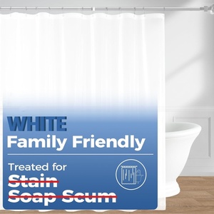image:imagedownluxe Shower Curtain Liner PEVA Plastic Shower Liner with 3 Magnets 72 x 72 Waterproof Bathroom Curtain 4G Clear with Suction Cups 1 Pack4d White