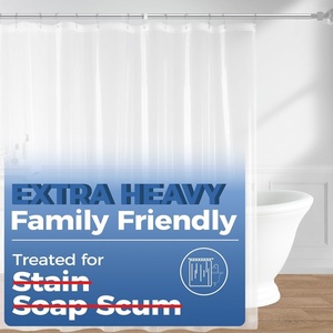 image:imagedownluxe Shower Curtain Liner PEVA Plastic Shower Liner with 3 Magnets 72 x 72 Waterproof Bathroom Curtain 4G Clear with Suction Cups 1 Pack5e Clear 12g