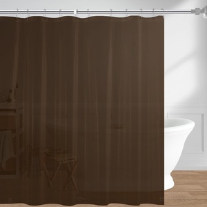 image:imagedownluxe Shower Curtain Liner PEVA Plastic Shower Liner with 3 Magnets 72 x 72 Waterproof Bathroom Curtain 4G Clear with Suction Cups 1 PackBrown