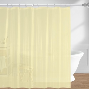 image:imagedownluxe Shower Curtain Liner PEVA Plastic Shower Liner with 3 Magnets 72 x 72 Waterproof Bathroom Curtain 4G Clear with Suction Cups 1 PackIvory