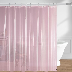 image:imagedownluxe Shower Curtain Liner PEVA Plastic Shower Liner with 3 Magnets 72 x 72 Waterproof Bathroom Curtain 4G Clear with Suction Cups 1 PackPink