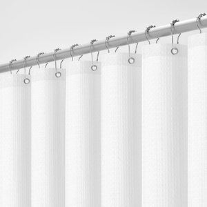 image:imagedownluxe Waterproof Fabric Shower Curtain Liner Soft Cloth Shower Liner with Magnets Machine Washable amp Hotel Quality Bathroom Curtain 70 W x 72 L Waffle WhiteWaffle White
